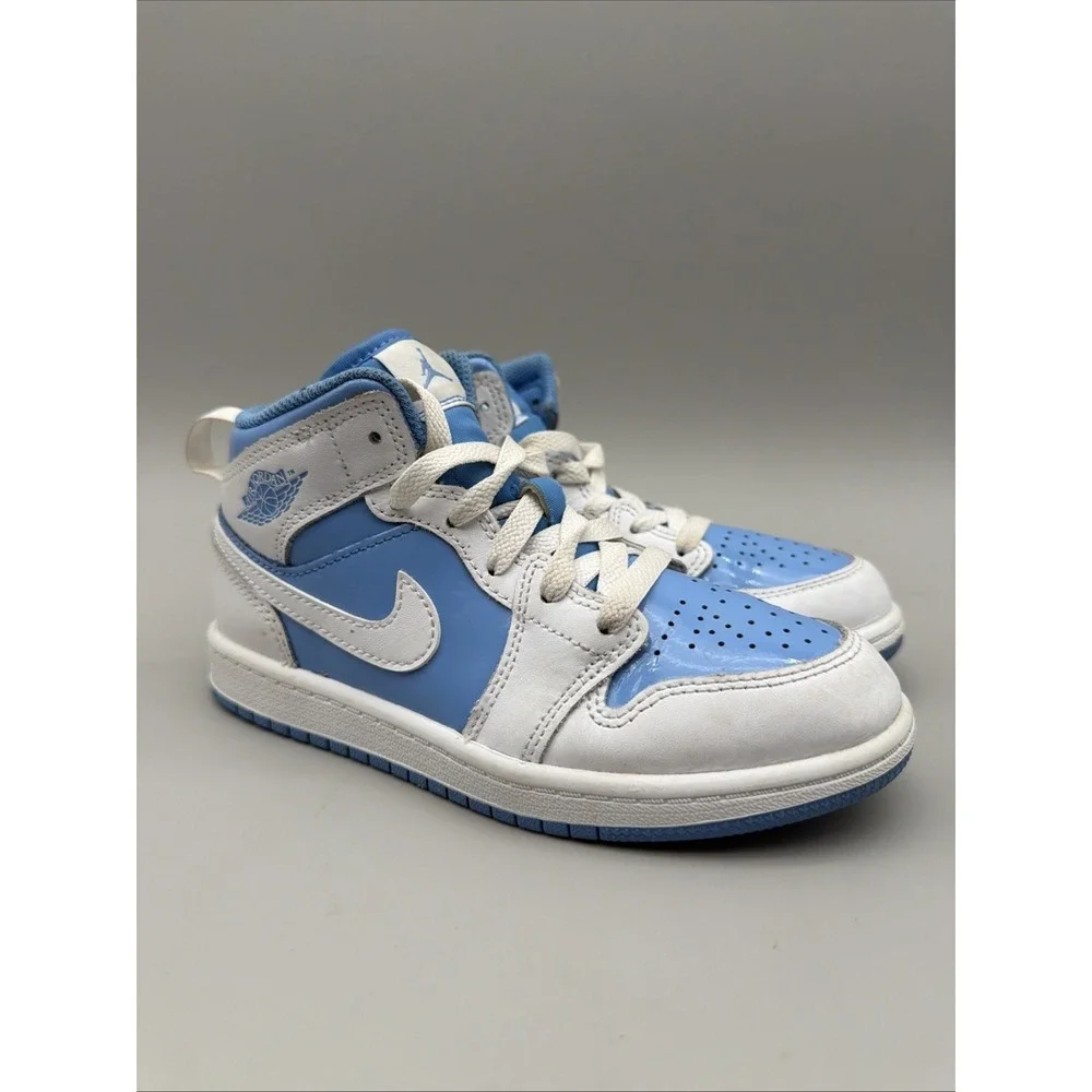 Air Jordan 1 Mid UNC University Blue - Youth Size 1Y Classic AJ1 GreatCondition